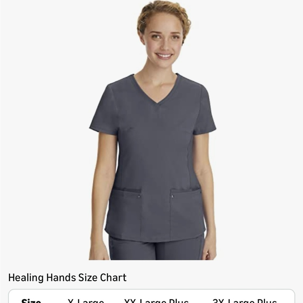Healing Hands Women's Charcoal Scrub Top